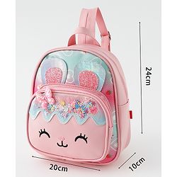 Babyhug Fashion Backpack with Bunny & Glitter Detailing - Pink