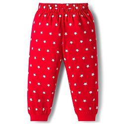 Babyhug Knit Full Sleeves Night Suit With Star Print - Red