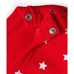 Babyhug Knit Full Sleeves Night Suit With Star Print - Red