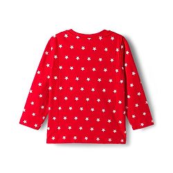 Babyhug Knit Full Sleeves Night Suit With Star Print - Red