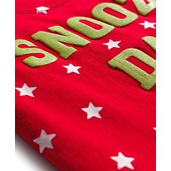 Babyhug Knit Full Sleeves Night Suit With Star Print - Red