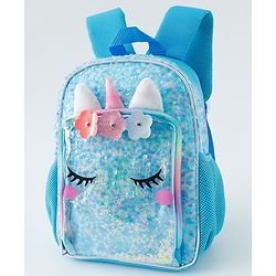 Babyhug Free Size Fashion Backpacks With Unicorn Sequins Design - Light Blue