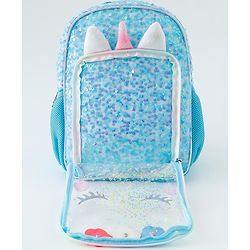 Babyhug Free Size Fashion Backpacks With Unicorn Sequins Design - Light Blue
