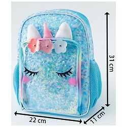 Babyhug Free Size Fashion Backpacks With Unicorn Sequins Design - Light Blue