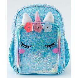 Babyhug Free Size Fashion Backpacks With Unicorn Sequins Design - Light Blue