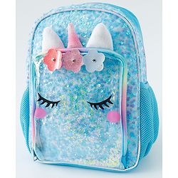 Babyhug Free Size Fashion Backpacks With Unicorn Sequins Design - Light Blue