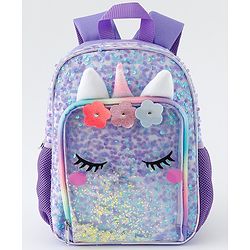 Babyhug Free Size Fashion Backpacks With Unicorn Sequins Design - Light Blue