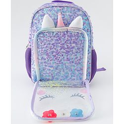 Babyhug Free Size Fashion Backpacks With Unicorn Sequins Design - Light Blue