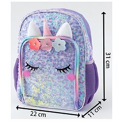 Babyhug Free Size Fashion Backpacks With Unicorn Sequins Design - Light Blue