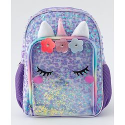 Babyhug Free Size Fashion Backpacks With Unicorn Sequins Design - Light Blue
