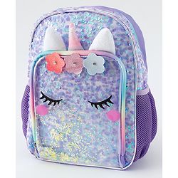 Babyhug Free Size Fashion Backpacks With Unicorn Sequins Design - Light Blue