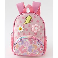 Babyhug Free Size Fashion Backpack with Floral Print &  Applique - Pink