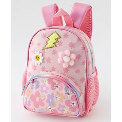 Babyhug Free Size Fashion Backpack with Floral Print &  Applique - Pink