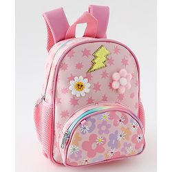 Babyhug Free Size Fashion Backpack with Floral Print &  Applique - Pink