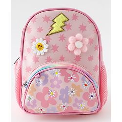 Babyhug Free Size Fashion Backpack with Floral Print &  Applique - Pink