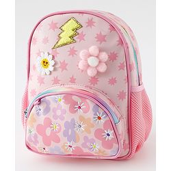 Babyhug Free Size Fashion Backpack with Floral Print &  Applique - Pink