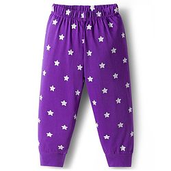 Babyhug Knit Full Sleeves Night Suit With Text Print - Purple