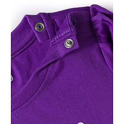 Babyhug Knit Full Sleeves Night Suit With Text Print - Purple
