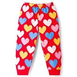 Babyhug Knit Full Sleeves Night Suit With Text Print - Red