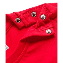 Babyhug Knit Full Sleeves Night Suit With Text Print - Red