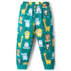 Babyhug Knit Full Sleeves Night Suit With Animal Print - Green