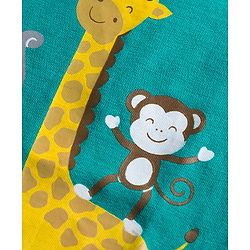 Babyhug Knit Full Sleeves Night Suit With Animal Print - Green