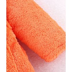 Babyhug Velour Knit Full Sleeves Hooded Bathrobe With Ear Applique - Orange