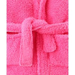 Babyhug Velour Knit Full Sleeves Hooded Bathrobe With Ear Applique - Orange