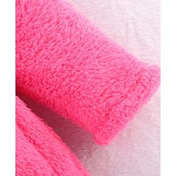 Babyhug Velour Knit Full Sleeves Hooded Bathrobe With Ear Applique - Orange