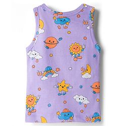 Babyhug Single Jersey Knit Sleeveless Sando With Text Print Pack Of 3 - Purple White & Light Blue