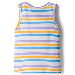 Babyhug Single Jersey Knit Sleeveless Sando With Text Print Pack Of 3 - Purple White & Light Blue