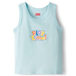 Babyhug Single Jersey Knit Sleeveless Sando With Text Print Pack Of 3 - Purple White & Light Blue