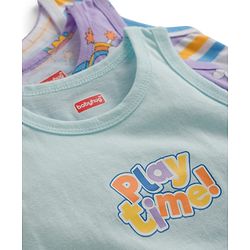 Babyhug Single Jersey Knit Sleeveless Sando With Text Print Pack Of 3 - Purple White & Light Blue