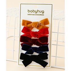 Babyhug Free Size Bow & Butterfly Clips Pack of 5 - Multicolor