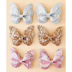 Babyhug Free Size Bow & Butterfly Clips Pack of 6 - Multicolor