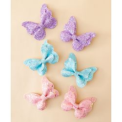 Babyhug Free Size Bow & Butterfly Clips Pack of 6 - Multicolor
