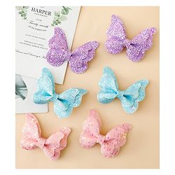 Babyhug Free Size Bow & Butterfly Clips Pack of 6 - Multicolor