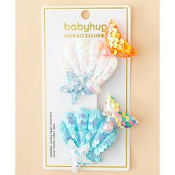 Babyhug Hair Pins And Clips With Sequin and Pearls Pack of 2 - Multicolor