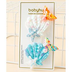 Babyhug Hair Pins And Clips With Sequin and Pearls Pack of 2 - Multicolor