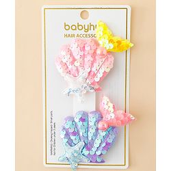 Babyhug Hair Pins And Clips With Sequin and Pearls Pack of 2 - Multicolor