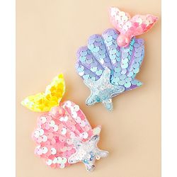 Babyhug Hair Pins And Clips With Sequin and Pearls Pack of 2 - Multicolor