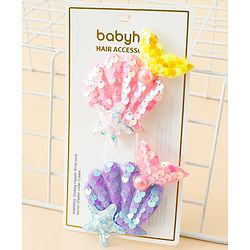Babyhug Hair Pins And Clips With Sequin and Pearls Pack of 2 - Multicolor