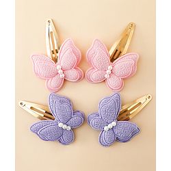 Babyhug Free Size Snap Clips With Butterfly Applique Pack Of 4 - Multicolor