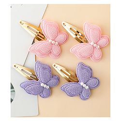 Babyhug Free Size Snap Clips With Butterfly Applique Pack Of 4 - Multicolor
