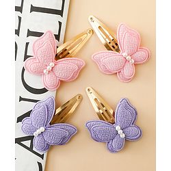 Babyhug Free Size Snap Clips With Butterfly Applique Pack Of 4 - Multicolor