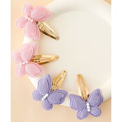 Babyhug Free Size Snap Clips With Butterfly Applique Pack Of 4 - Multicolor