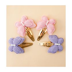 Babyhug Free Size Snap Clips With Butterfly Applique Pack Of 4 - Multicolor