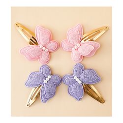 Babyhug Free Size Snap Clips With Butterfly Applique Pack Of 4 - Multicolor