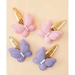 Babyhug Free Size Snap Clips With Butterfly Applique Pack Of 4 - Multicolor