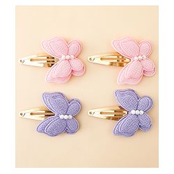 Babyhug Free Size Snap Clips With Butterfly Applique Pack Of 4 - Multicolor